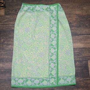 Sag Harbor Green and Purple Paisley Skirt
